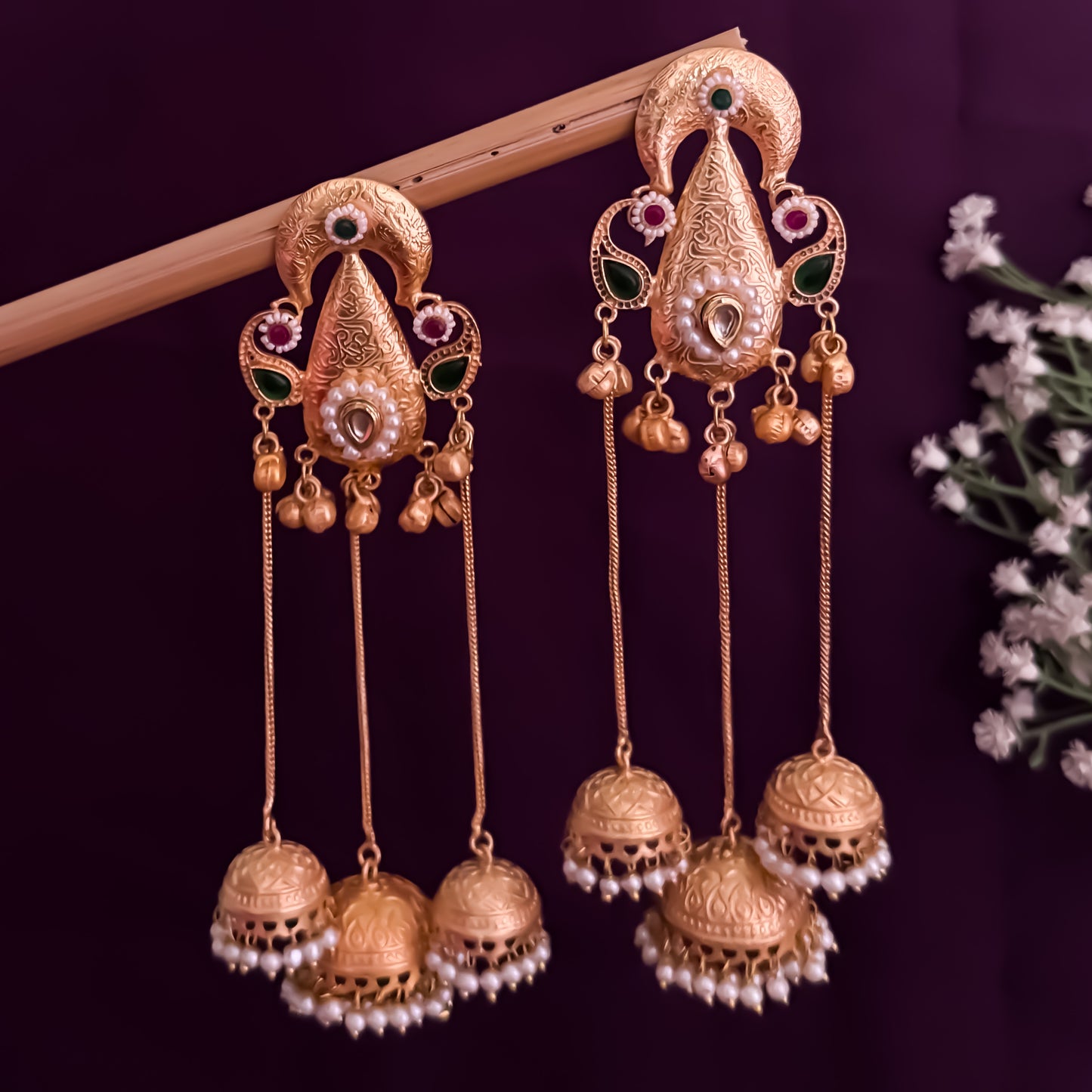 Lavanya Kashmiri Brass Ghunghroo Chandbali Jhumka Earrings