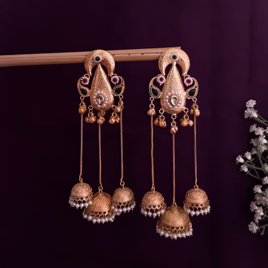 Lavanya Kashmiri Brass Ghunghroo Chandbali Jhumka Earrings