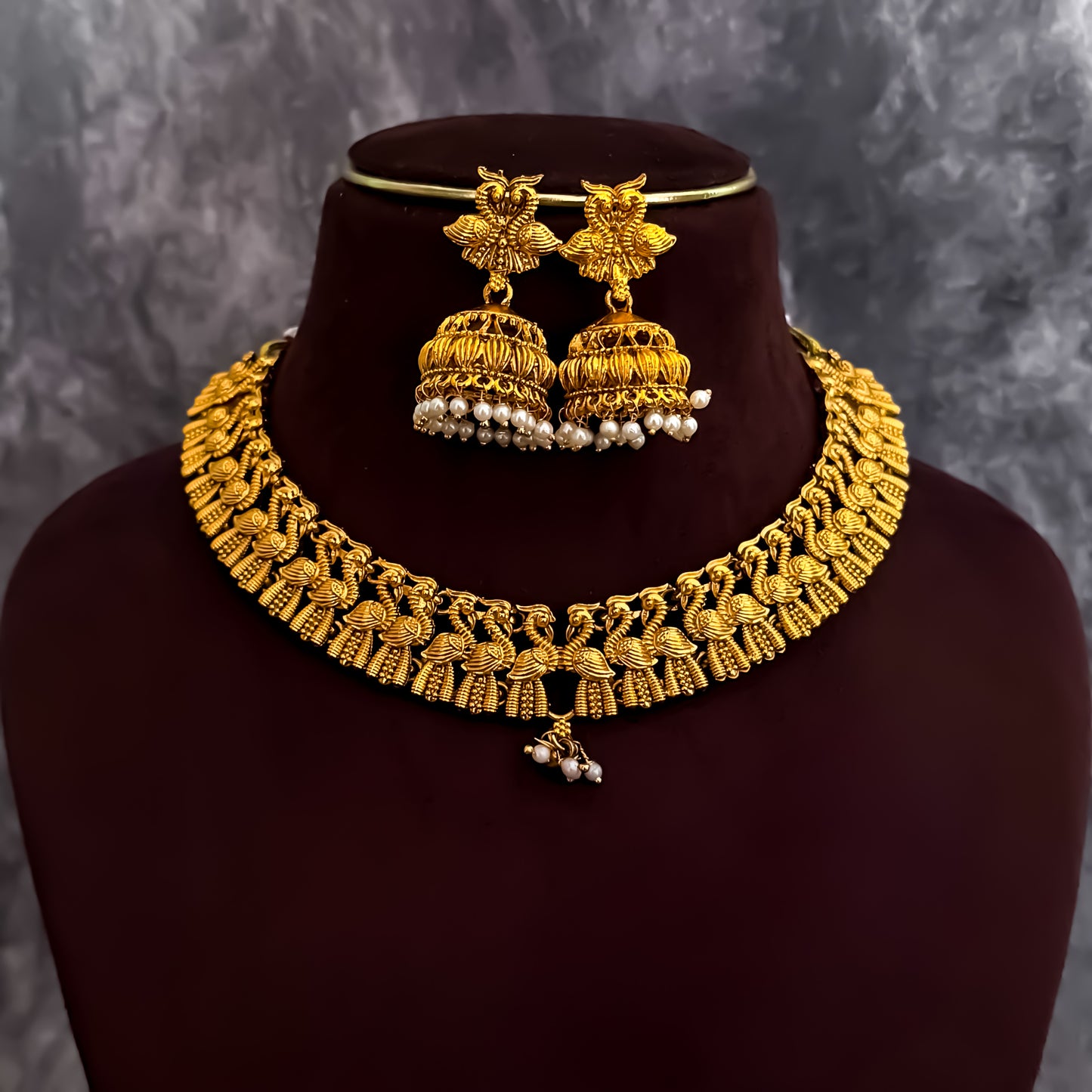 Priyati Peacock Temple Necklace Set