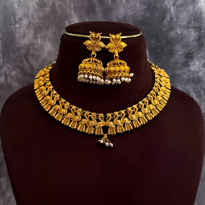 Priyati Peacock Temple Necklace Set