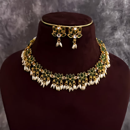Lotus Rice Pearl Necklace Set