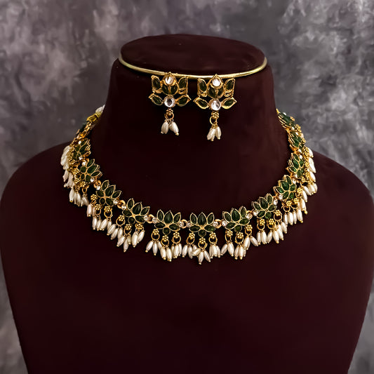 Lotus Rice Pearl Necklace Set
