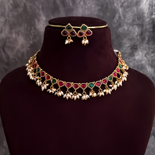 Triveni Rice Pearl Necklace Set