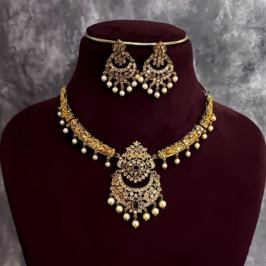 Kesariya Hasli AD Necklace Set