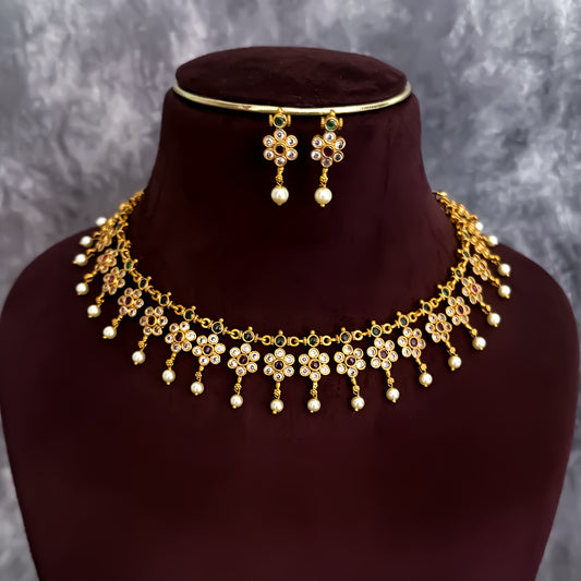 Swarna Bloom AD Necklace Set