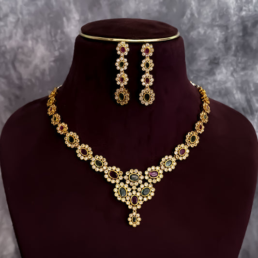 Varnika Cluster AD Necklace Set
