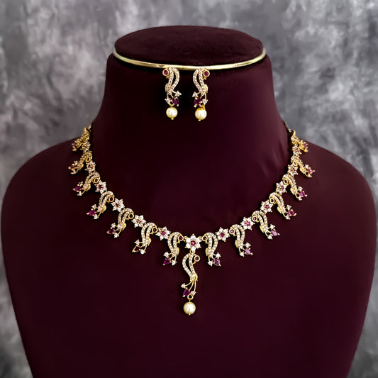 Peacock Pallete AD Necklace Set
