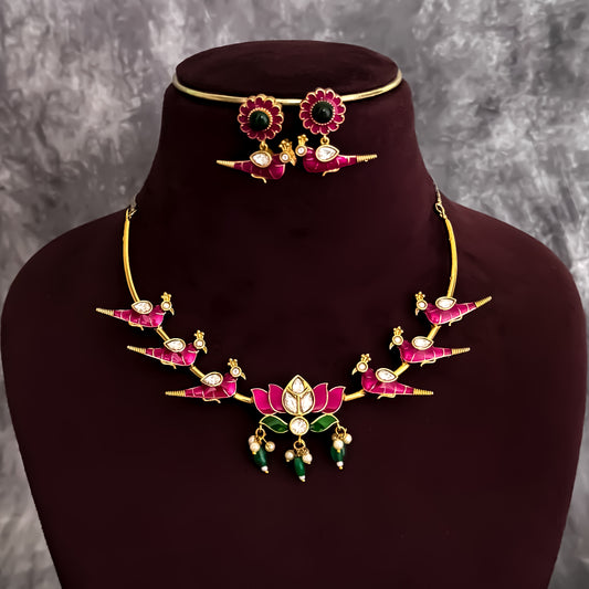 Jisma Jadaau Peacock Hasli Necklace Set