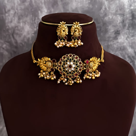 Velina Peacock Choker Necklace Set