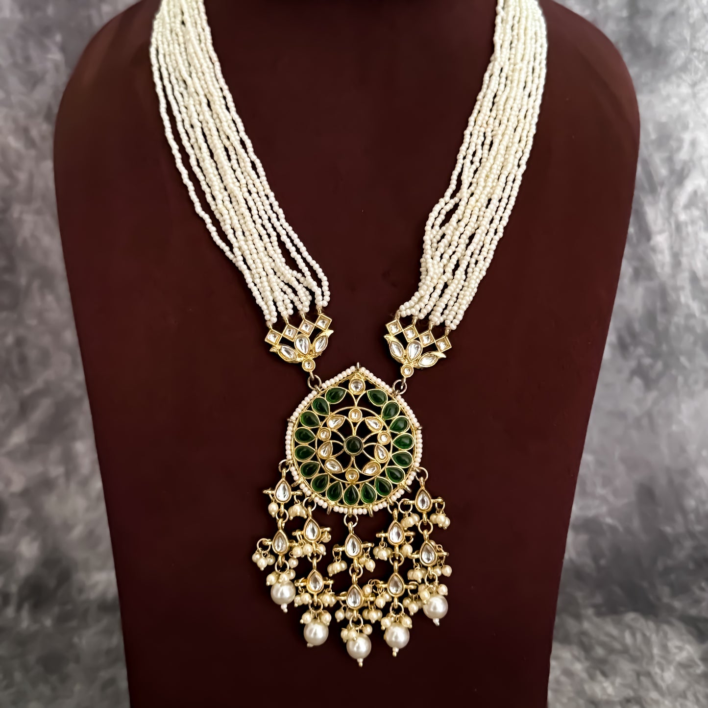 Swara Kundan Rani Haar Long Necklace Set - Green