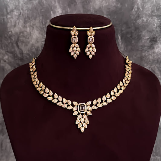 Vivanta American Diamond Necklace Set - Golden