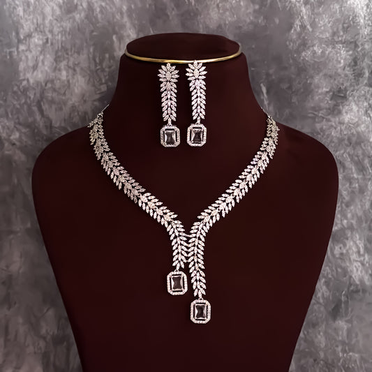 Deborah Designer Diamond Necklace Set - Crystal White