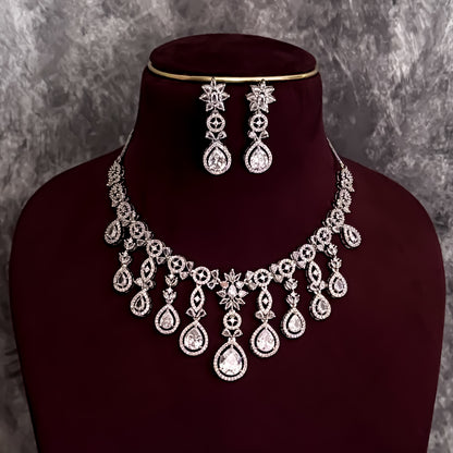 Miren American Diamond Necklace Set - Crystal White