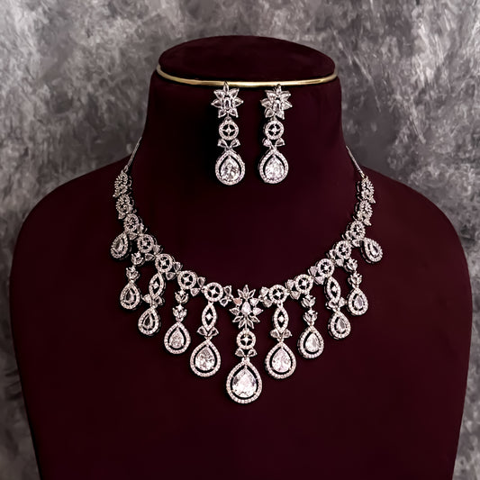Miren American Diamond Necklace Set - Crystal White