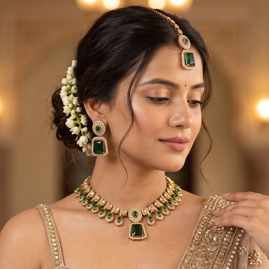 Green Anandita Zircone Designer Necklace Set