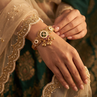 Green Sanaya Kashmiri Ghungroo Adjustable Bracelet