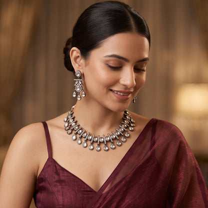 Apoorva Zircon Indo Western Kundan Necklace Set