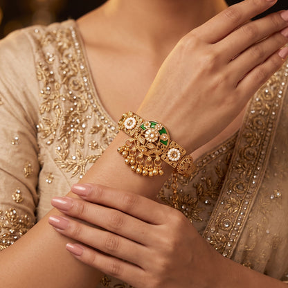Green Afshan Kashmiri Ghungroo Adjustable Bracelet