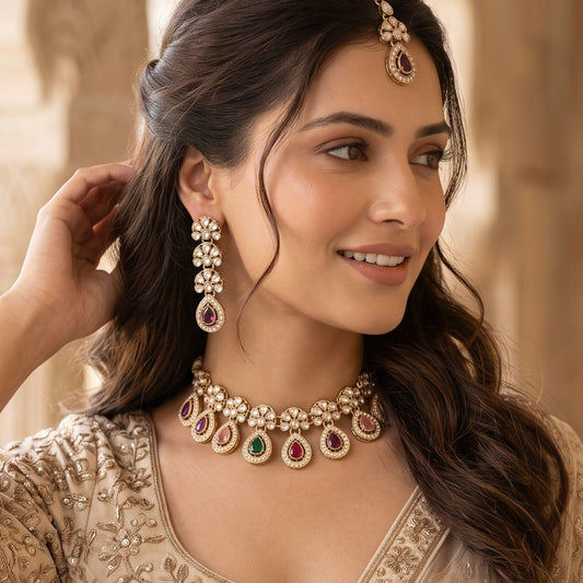 Multi Snigdha Kundan Choker Necklace Set