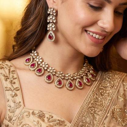 Pink Snigdha Kundan Choker Necklace Set
