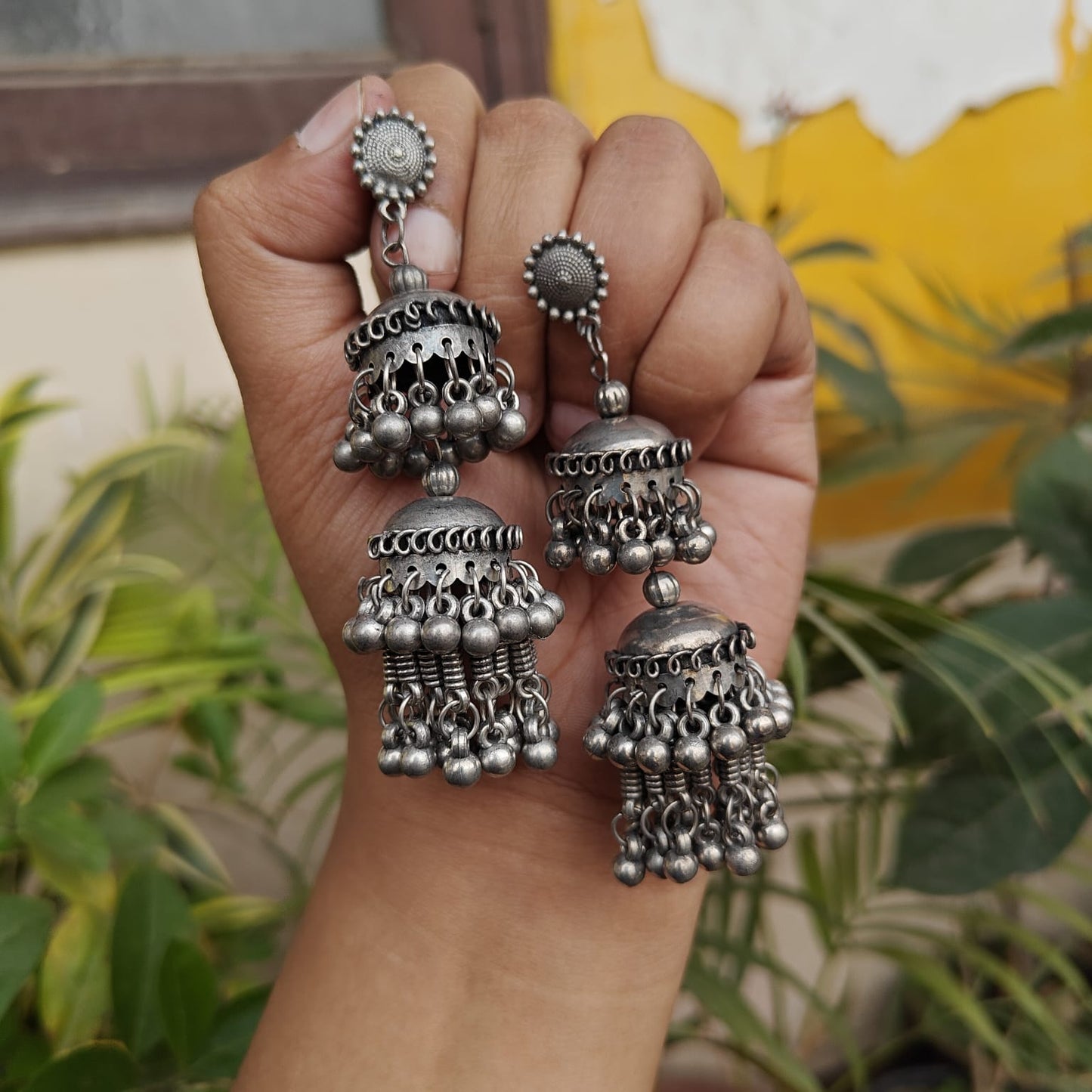 Aasma Double Layer Jhumka Earrings