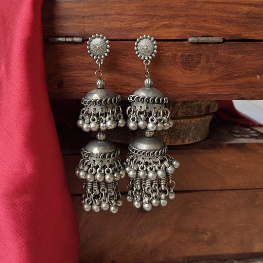 Aasma Double Layer Jhumka Earrings