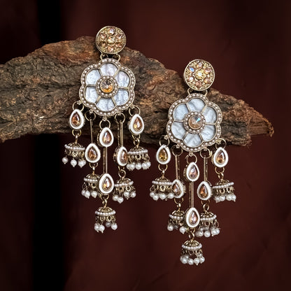 Tarini Jadau MOP Dangler Earrings - Golden