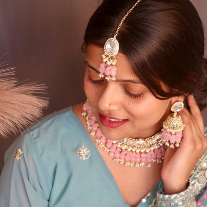 Anika Pearl Necklace Set - Baby Pink