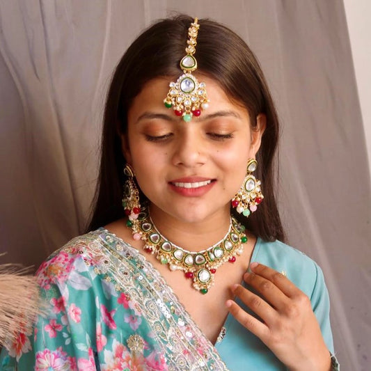 Sumona Kundan Necklace Set Multi