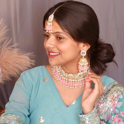 Anika Pearl Necklace Set - Baby Pink