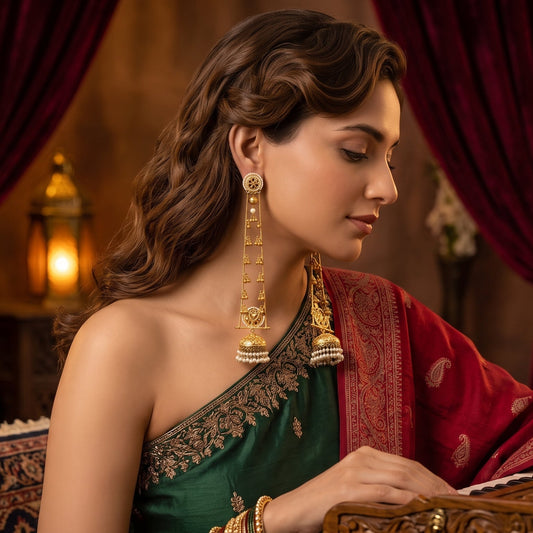 Anwita Statement Kashmiri Brass Dejhoor Jhumka Ghungroo Earrings - Multi