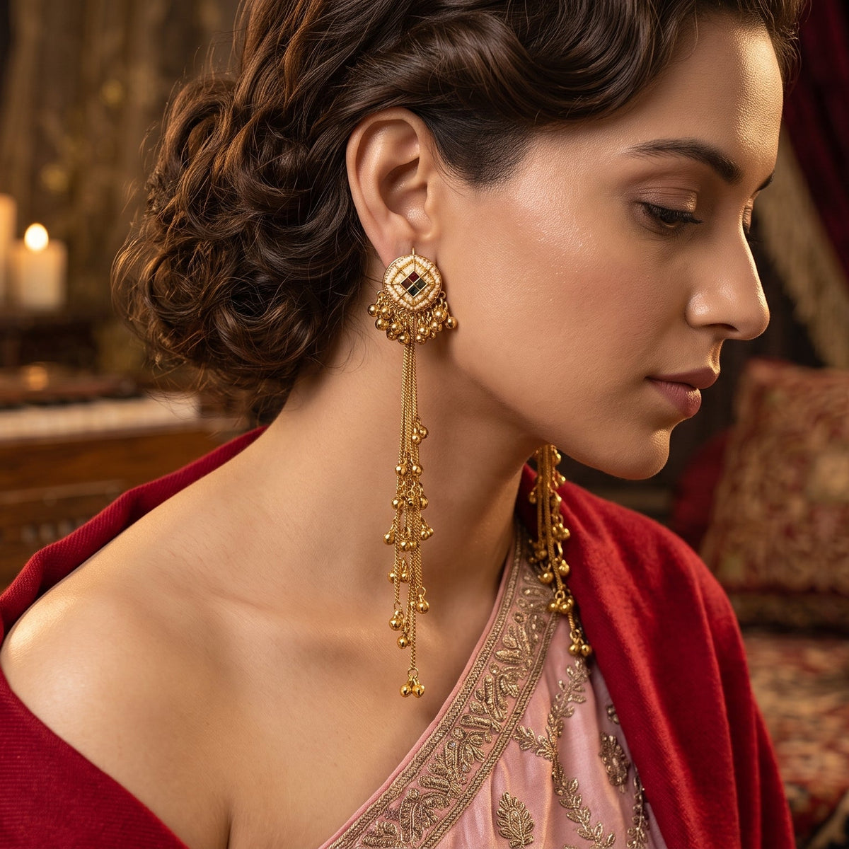 Kishwer Kashmiri Brass Dejhoor Ghungroo Earrings - Multi