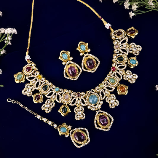 Sayonika Premium Sabyasachi Necklace Set (Assorted Multi Color)