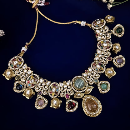 Divyansha Premium Sabyasachi Necklace Set (Assorted Multi Color)