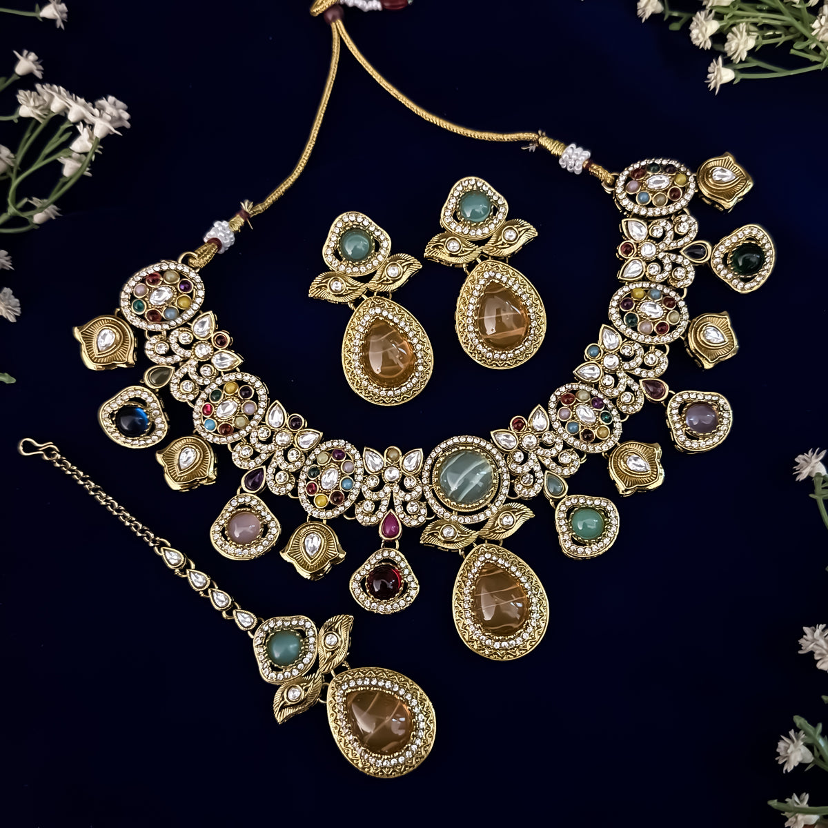 Divyansha Premium Sabyasachi Necklace Set (Assorted Multi Color)