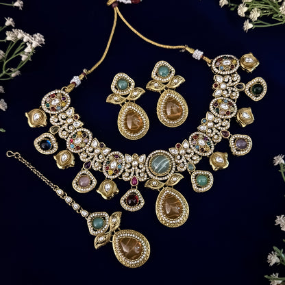 Divyansha Premium Sabyasachi Necklace Set (Assorted Multi Color)