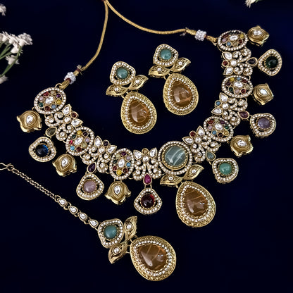 Divyansha Premium Sabyasachi Necklace Set (Assorted Multi Color)
