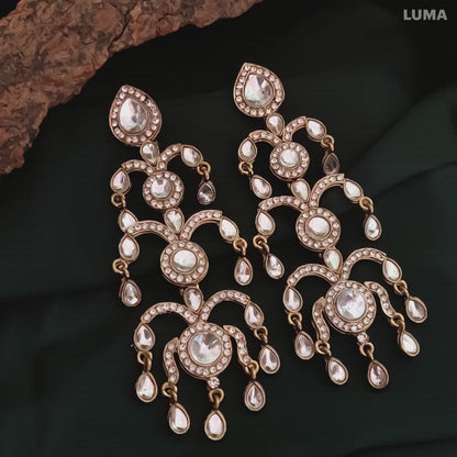 Jahnvi Inspired Dangler Earrings - Golden