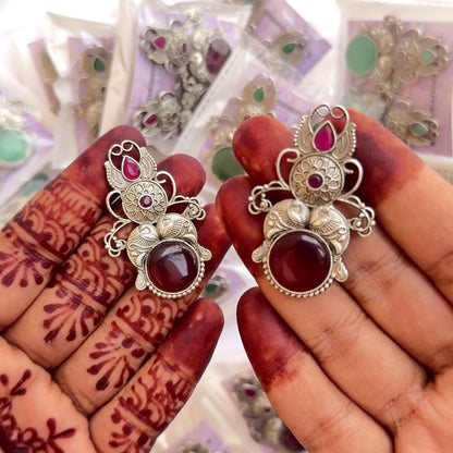 Hania Monalisa SLA Brass Earrings - Maroon