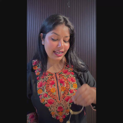 Moon Kashmiri Adjustable Brass Haathphool (Pair) - Golden