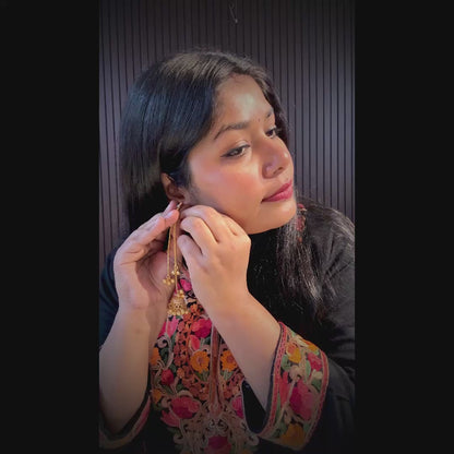 Parineeti Kashmiri Brass Ghungroo Jhumka Earrings - Pastel Green