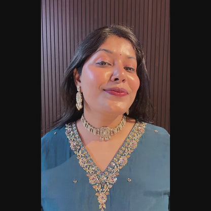 Golden Ruhanika Kundan Choker Necklace Set