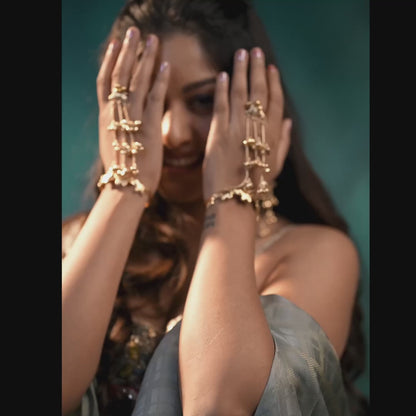 Ishita Dutta's Look (Patralekha Kashmiri Brass Earrings & Butterfly Kashmiri Brass Haathphool)