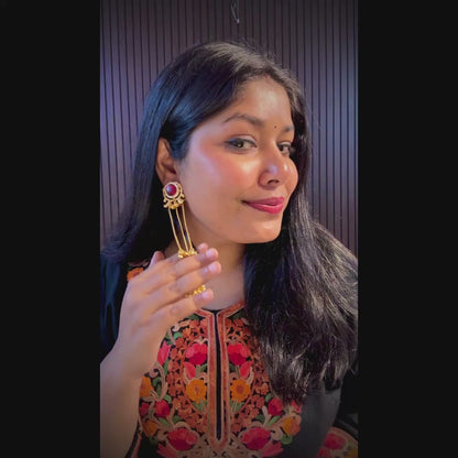 Parineeti Kashmiri Brass Ghungroo Jhumka Earrings - Maroon