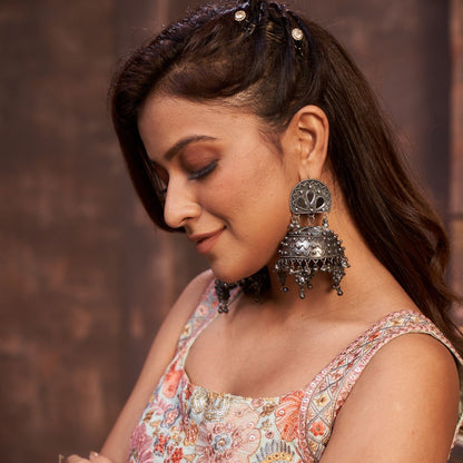 BOHO JUMBO MIRROR JHUMKA EARRINGS
