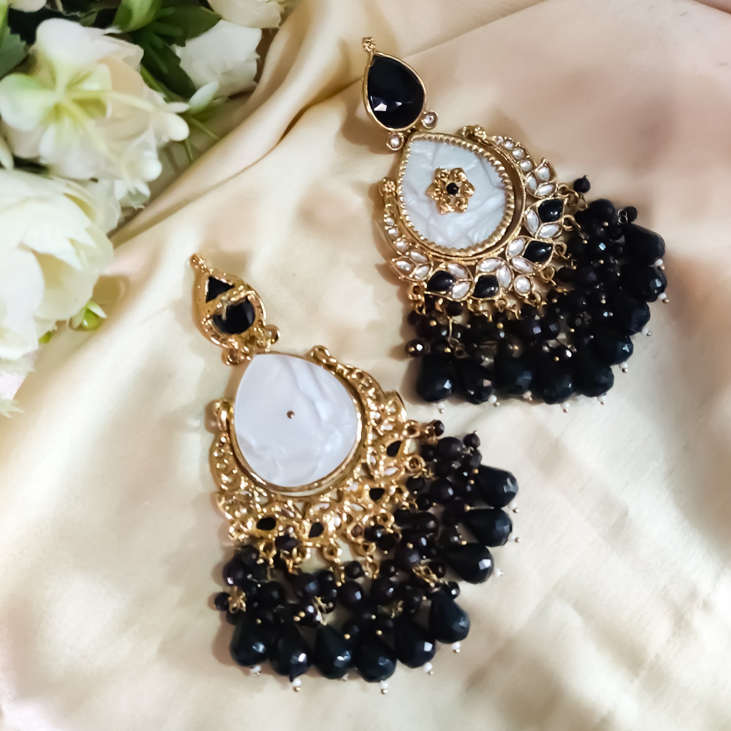 Suhana Chandbali Earrings - Black