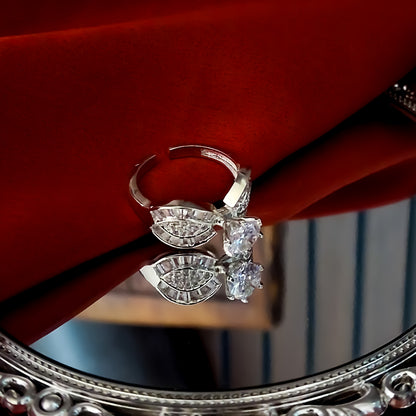 Ivanna Crown American Diamond (AD) Silver Adjustable Ring