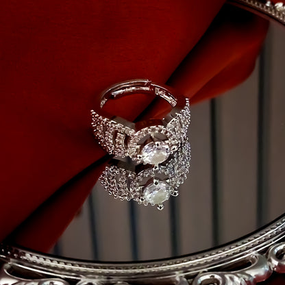 Avene American Diamond (AD) Silver Adjustable Ring