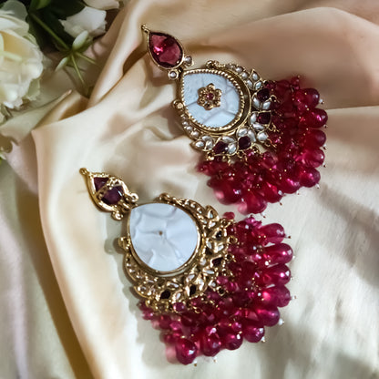 Suhana Chandbali Earrings - Wine