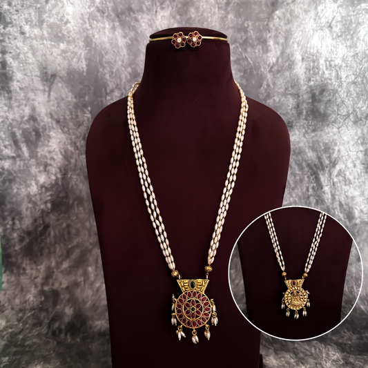 Nitara Reversible 2 IN 1 Necklace Set (2 Pair of Earrings)